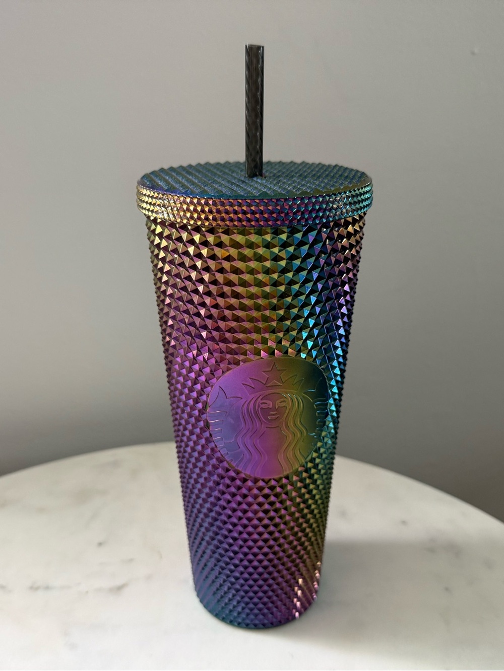 New Starbucks Oil Slick Studded Rainbow 24 oz Tumbler